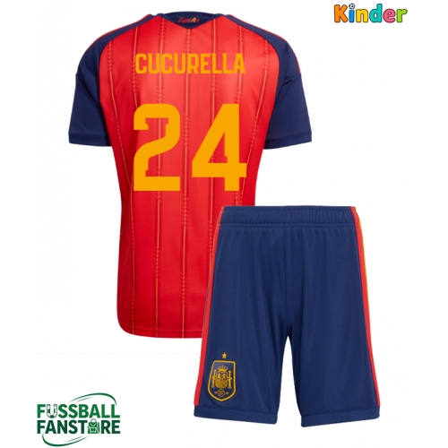 Spanien Marc Cucurella #24 Replik Heimtrikot Kinder WM 2026 Kurzarm (+ Kurze Hosen)
